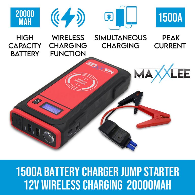 Maxxlee 1000A Car 12V Vehicle Portable Emergency Jump Starter & Battery Charger 16800mAh Wireless Charging Power Bank Maxxlee 1000A Car 12V Vehicle Portable Emergency Jump Starter & Battery Charger 16800mAh Wireless Charging Power Bank