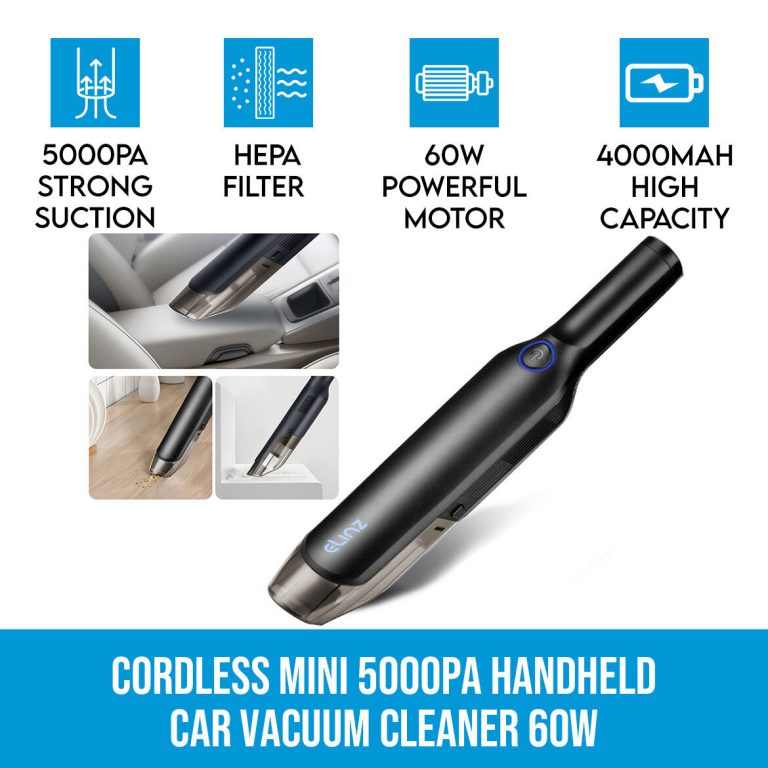 Elinz Cordless Mini 5000Pa Handheld Car Vacuum Cleaner 60W Portable Wet and Dry 4000mAh Rechargeable Elinz Cordless Mini 5000Pa Handheld Car Vacuum Cleaner 60W Portable Wet and Dry 4000mAh Rechargeable