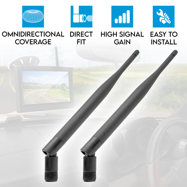 Elinz 2x Aerial Digital Wireless 2.4 GHz Frequency 5dBi Antenna RP SMA Male Connector Elinz 2x Aerial Digital Wireless 2.4 GHz Frequency 5dBi Antenna RP SMA Male Connector