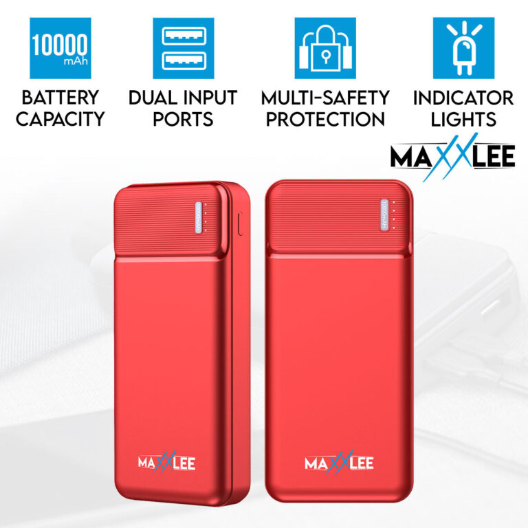 Maxxlee 2x 10000mAh Slim Power Bank USB Backup External Battery Charger iPhone Android Mobile Maxxlee 2x 10000mAh Slim Power Bank USB Backup External Battery Charger iPhone Android Mobile