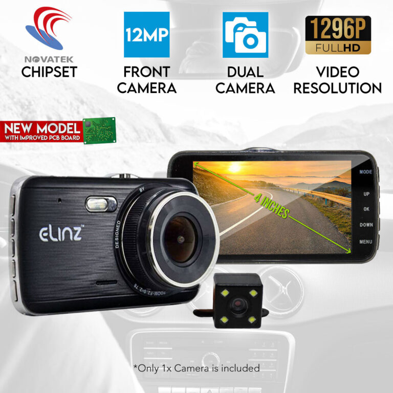 Elinz 4.0" LCD Car Dash Cam Dual Camera Reversing 1296P FHD DVR Video Recorder 170° Elinz 4.0" LCD Car Dash Cam Dual Camera Reversing 1296P FHD DVR Video Recorder 170°