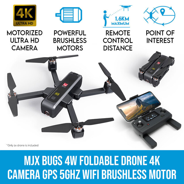 MJX Bugs 4W Foldable Drone 4K Camera GPS 5Ghz WiFi Quadcopter Brushless Motor B4W Elinz MJX Bugs 4W Foldable Drone 4K Camera GPS 5Ghz WiFi Quadcopter Brushless Motor B4W Elinz