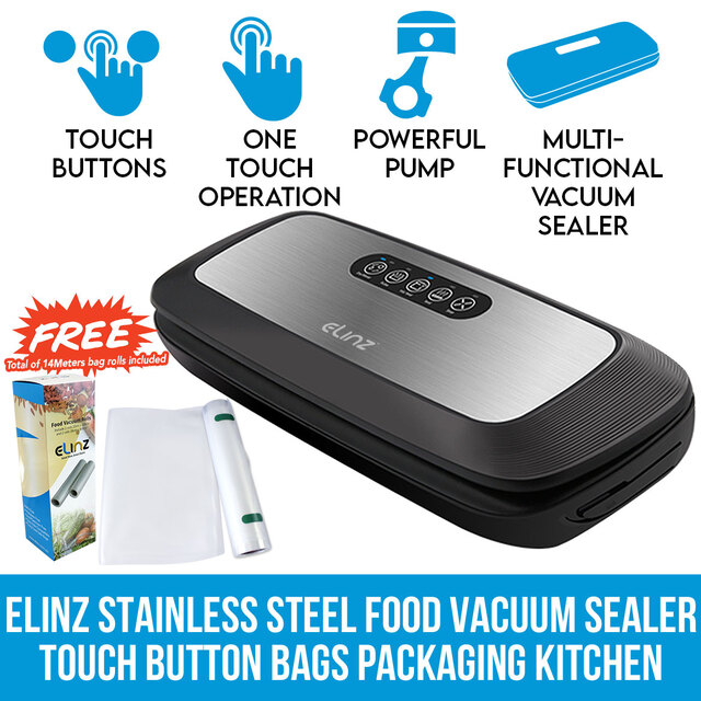 Elinz Stainless Steel Food Vacuum Sealer Packaging Kitchen Saver 4x EXTRA Rolls Elinz Stainless Steel Food Vacuum Sealer Packaging Kitchen Saver 4x EXTRA Rolls