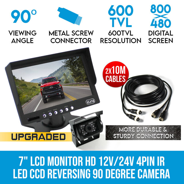 Elinz 7" LCD Monitor HD 12V/24V 4PIN IR LED CCD Reversing Camera Car Truck Caravan Elinz 7" LCD Monitor HD 12V/24V 4PIN IR LED CCD Reversing Camera Car Truck Caravan