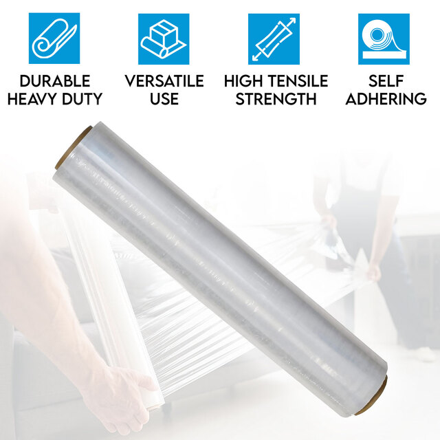 Stretch Wrap Shrink Wrap 500mm x 240M 23µ Micron Durable Clear Cling Plastic Pallet Self-Adhering Packing Film 1 Roll Stretch Wrap Shrink Wrap 500mm x 240M 23µ Micron Durable Clear Cling Plastic Pallet Self-Adhering Packing Film 1 Roll