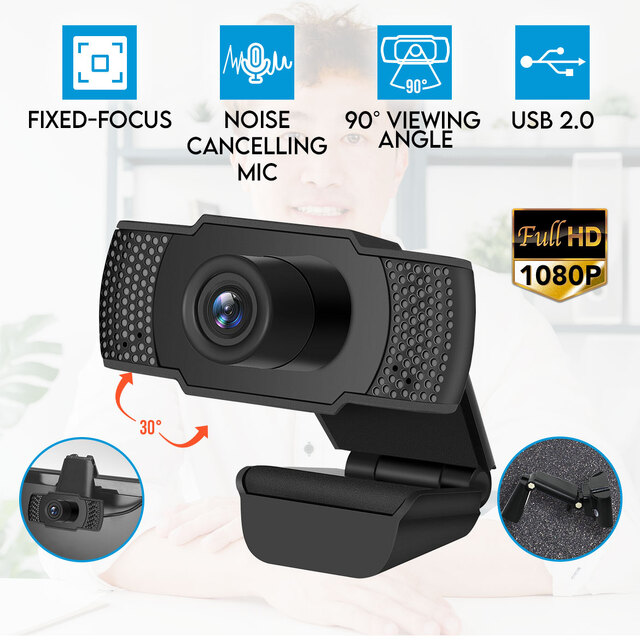 Elinz Full HD 1080P Webcam Laptop Desktop PC Digital Web Camera Noise Cancelling Mic USB 2.0 30FPS Elinz Full HD 1080P Webcam Laptop Desktop PC Digital Web Camera Noise Cancelling Mic USB 2.0 30FPS
