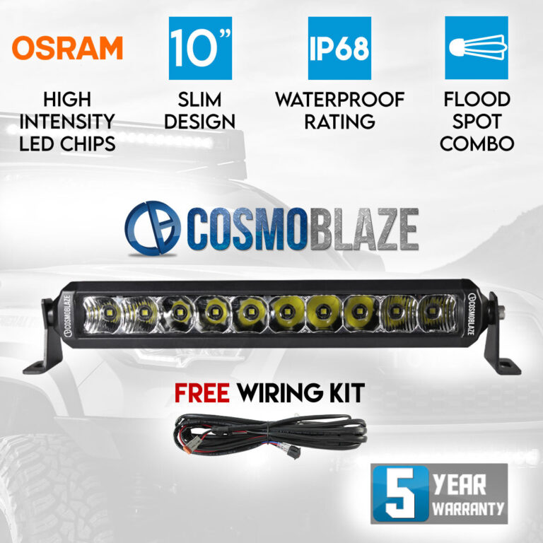Cosmoblaze 10" Osram LED Light Bar Driving 1 Row Flood Spot Combo Beam 4x4 Truck Cosmoblaze 10" Osram LED Light Bar Driving 1 Row Flood Spot Combo Beam 4x4 Truck