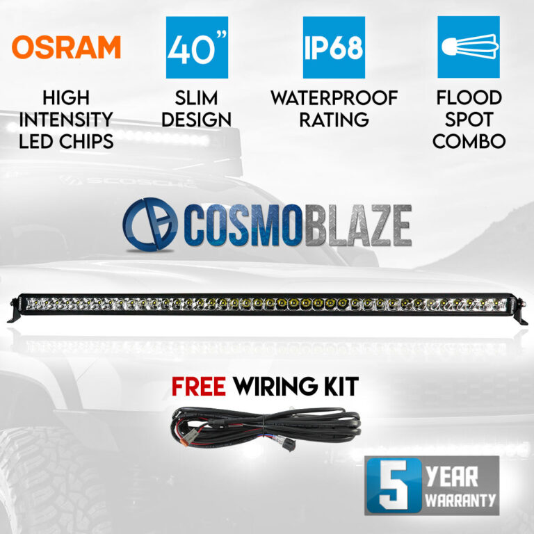 Cosmoblaze 40" Osram LED Light Bar Driving 1 Row Flood Spot Combo Beam 4x4 10" Cosmoblaze 40" Osram LED Light Bar Driving 1 Row Flood Spot Combo Beam 4x4 10"