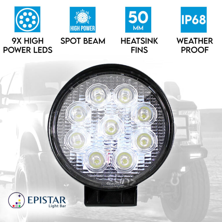 Elinz 27w Driving Light Epistar LED Round Spot Worklight 12V 24V Offroad Truck 4WD 4X4 Elinz 27w Driving Light Epistar LED Round Spot Worklight 12V 24V Offroad Truck 4WD 4X4