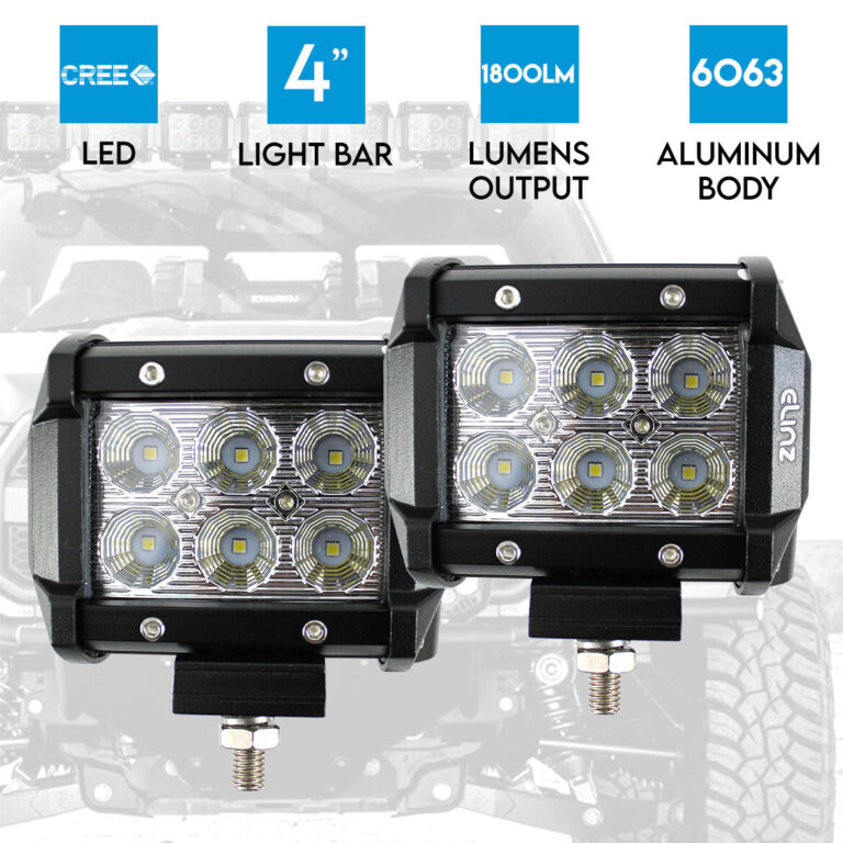 Elinz 2x 18W 4 inch CREE LED Work Light Bar Driving Flood Lamp 4WD Offroad Truck UTE Elinz 2x 18W 4 inch CREE LED Work Light Bar Driving Flood Lamp 4WD Offroad Truck UTE