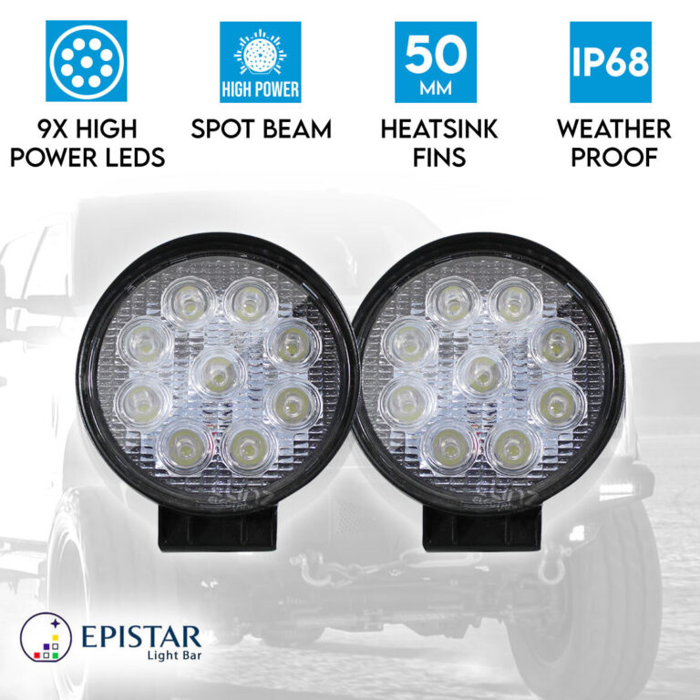 Elinz 2x 27w Driving Light Epistar LED Round Spot Worklight 12V 24V Offroad Truck 4WD 4X4 Elinz 2x 27w Driving Light Epistar LED Round Spot Worklight 12V 24V Offroad Truck 4WD 4X4