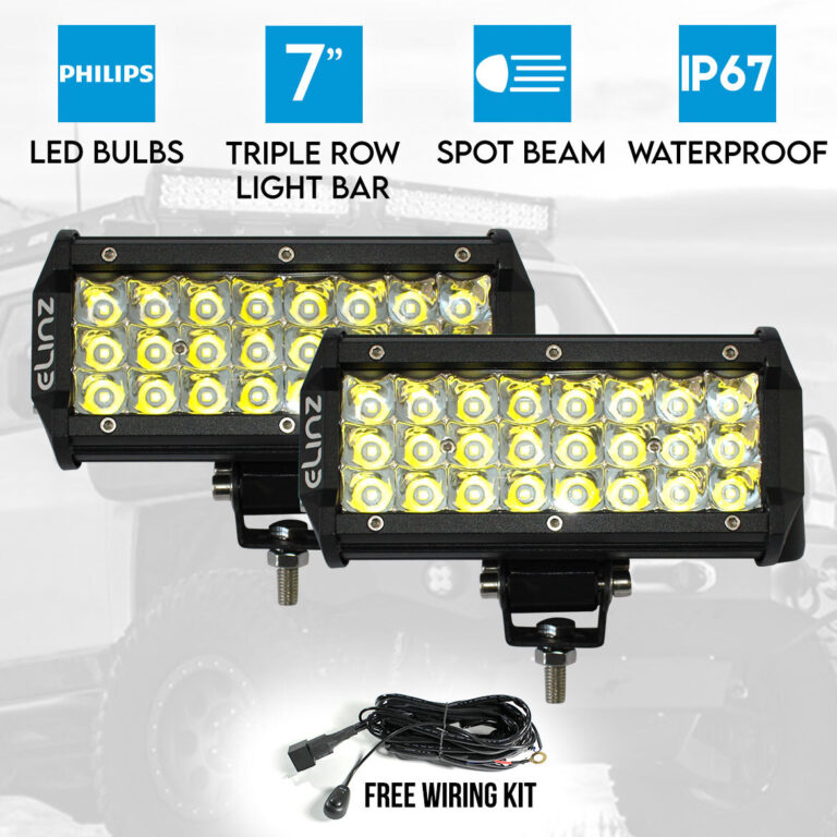Elinz 2x 7" LED Work Driving Light Bar Philips Spot Offroad 3 Rows 12V 24V 4WD Truck Elinz 2x 7" LED Work Driving Light Bar Philips Spot Offroad 3 Rows 12V 24V 4WD Truck