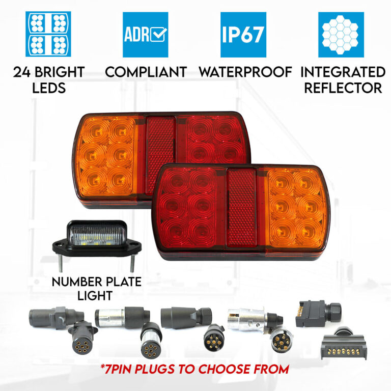 Elinz 2x Trailer Tail Lights Kit License Number Plate Light 12V 7PIN Plug Elinz 2x Trailer Tail Lights Kit License Number Plate Light 12V 7PIN Plug