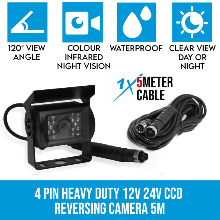 Elinz 4 PIN Heavy Duty 12V 24V CCD IR Colour Reverse Reversing Camera Rearview 5M Elinz 4 PIN Heavy Duty 12V 24V CCD IR Colour Reverse Reversing Camera Rearview 5M