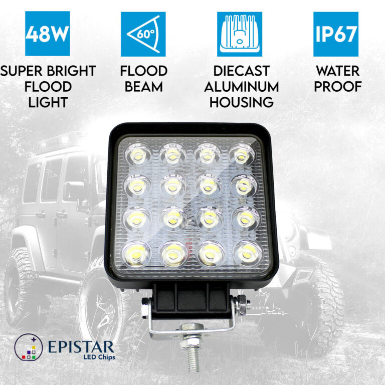 Elinz 48W LED Work Light Square 60° Flood Lamp Fog IP67 Offroad Tractor Jeep 12V 24V Elinz 48W LED Work Light Square 60° Flood Lamp Fog IP67 Offroad Tractor Jeep 12V 24V