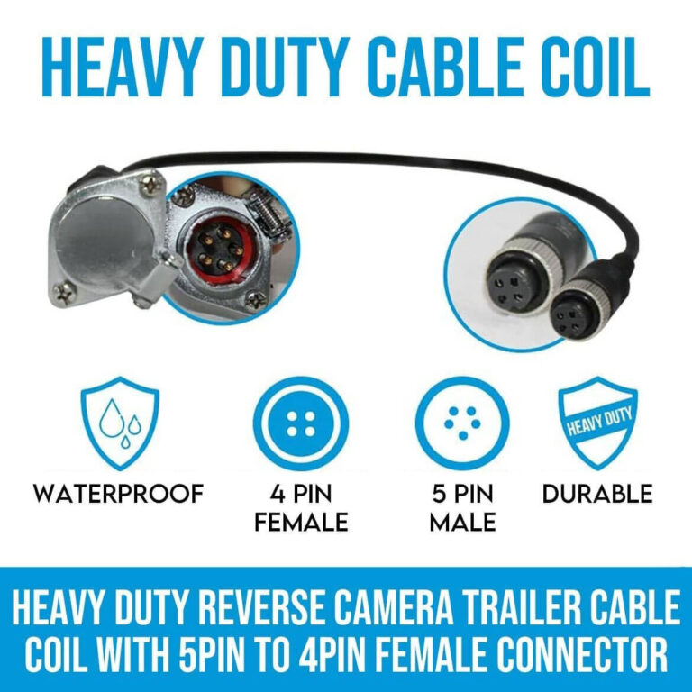 Elinz Heavy Duty Reverse Camera Trailer Cable Coil with 5PIN to 4PIN Female Connector Elinz Heavy Duty Reverse Camera Trailer Cable Coil with 5PIN to 4PIN Female Connector