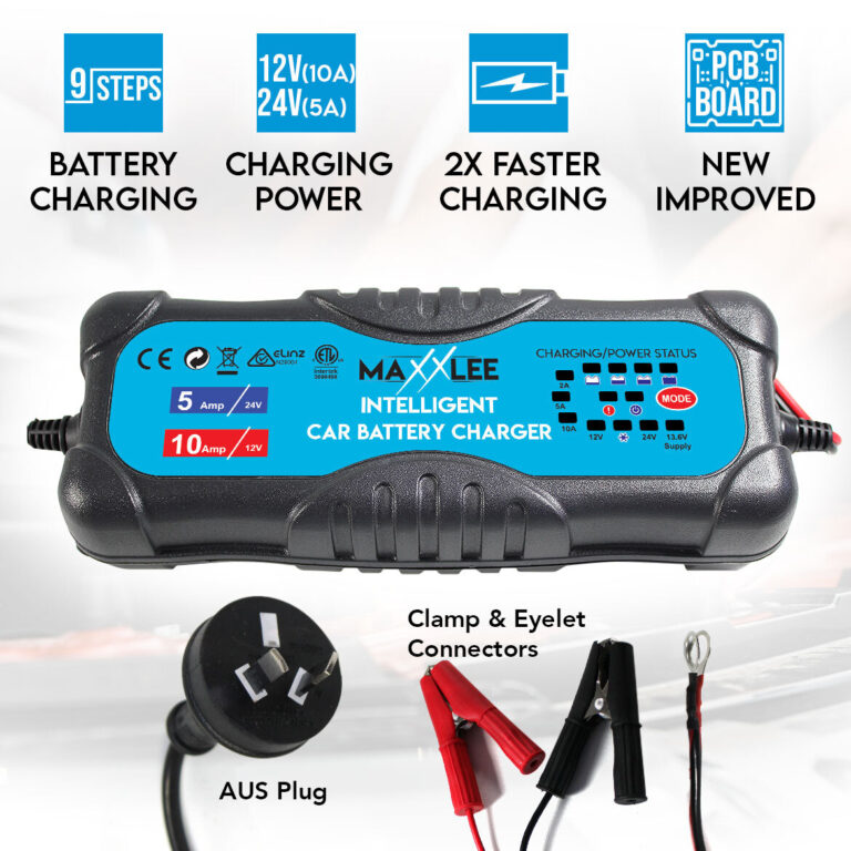 Maxxlee Smart Battery Charger 2A 5A 10A 12V/24V Automatic 9 stages SLA Car 4WD Caravan Maxxlee Smart Battery Charger 2A 5A 10A 12V/24V Automatic 9 stages SLA Car 4WD Caravan
