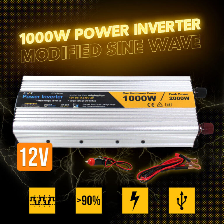 Elinz 1000W / 2000W 12V-240V Power INVERTER Modified Sine Wave Camping Caravan Boat Elinz 1000W / 2000W 12V-240V Power INVERTER Modified Sine Wave Camping Caravan Boat