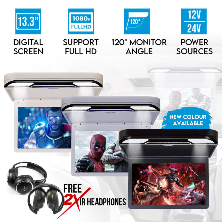Elinz 13.3" IPS Roof Mount Car DVD Player Flip Down Monitor 1080P FHD HDMI USB Elinz 13.3" IPS Roof Mount Car DVD Player Flip Down Monitor 1080P FHD HDMI USB