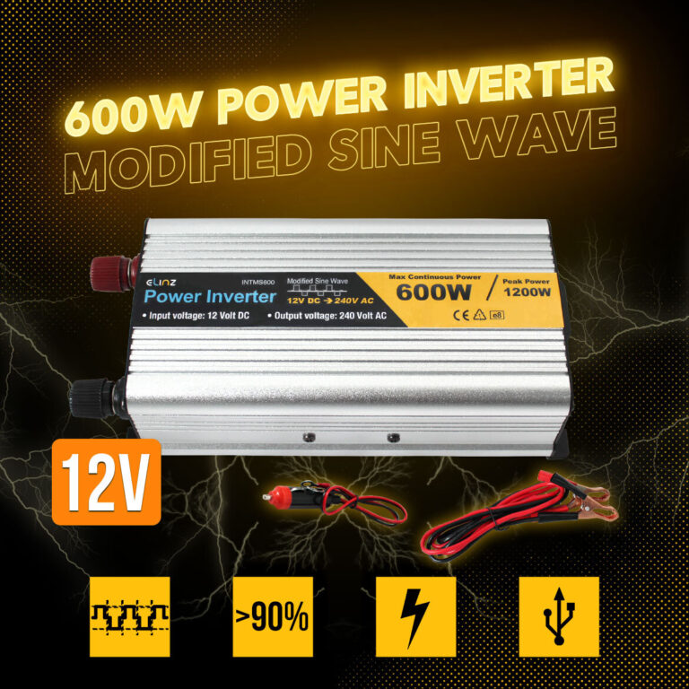Elinz 600W / 1200W 12V-240V Power INVERTER Modified Sine Wave Camping Caravan Boat Elinz 600W / 1200W 12V-240V Power INVERTER Modified Sine Wave Camping Caravan Boat