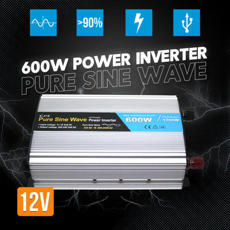 Elinz 600W/1200W Pure Sine Wave Power Inverter 12V-240V AUS Plug Car Boat Caravan Elinz 600W/1200W Pure Sine Wave Power Inverter 12V-240V AUS Plug Car Boat Caravan