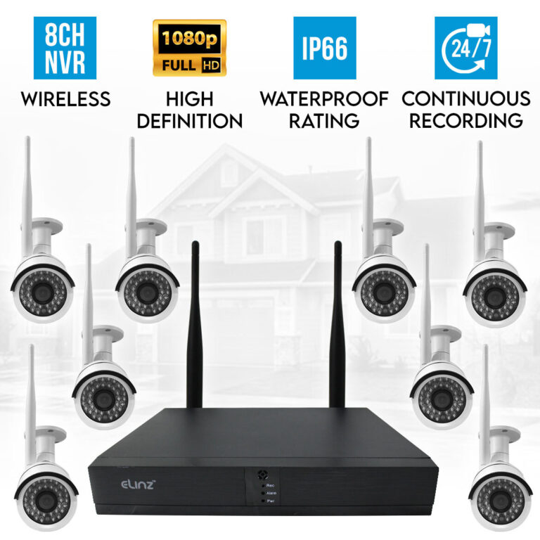 Elinz 8CH CCTV Wireless Security System 2MP IP WiFi 8x Camera 1080P NVR No Hard Drive Elinz 8CH CCTV Wireless Security System 2MP IP WiFi 8x Camera 1080P NVR No Hard Drive