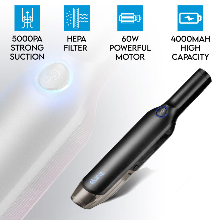 Elinz Cordless Mini 5000Pa Handheld Car Vacuum Cleaner 60W Portable Wet and Dry 4000mAh Rechargeable Elinz Cordless Mini 5000Pa Handheld Car Vacuum Cleaner 60W Portable Wet and Dry 4000mAh Rechargeable