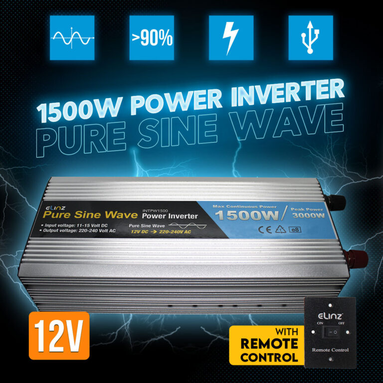Elinz Pure Sine Wave Power Inverter 1500W/3000W 12V-240V AUS Plug Remote Control Elinz Pure Sine Wave Power Inverter 1500W/3000W 12V-240V AUS Plug Remote Control