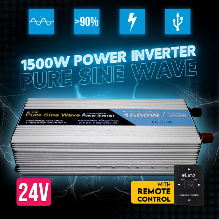 Elinz Pure Sine Wave Power Inverter 1500W/3000W 24V-240V AUS Plug Remote Control Elinz Pure Sine Wave Power Inverter 1500W/3000W 24V-240V AUS Plug Remote Control