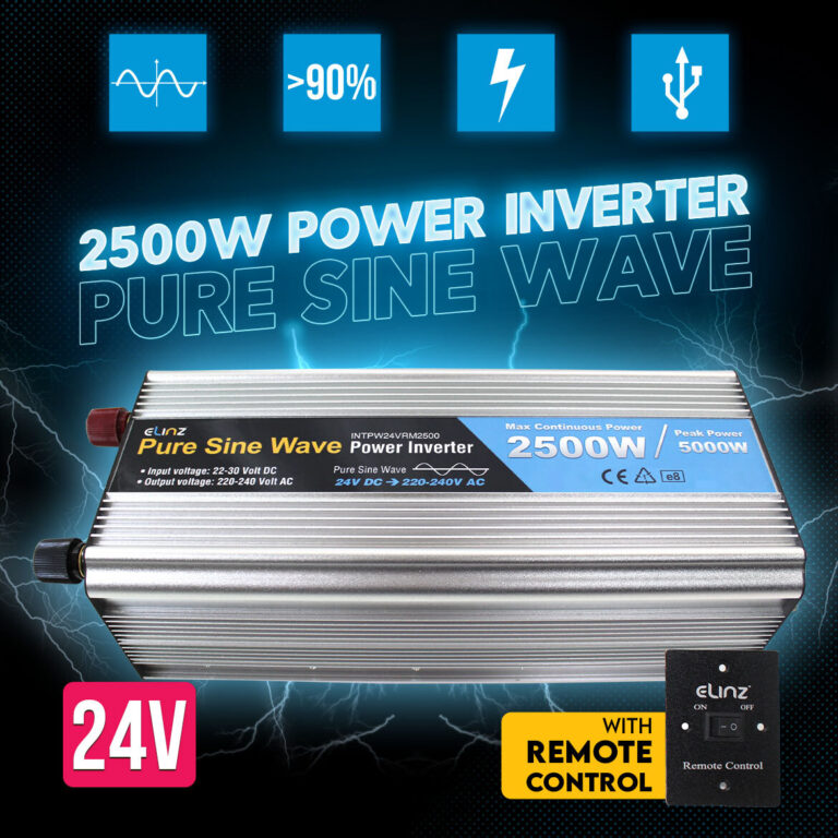 Elinz Pure Sine Wave Power Inverter 2500W/5000W 24V-240V AUS Plug Remote Control Elinz Pure Sine Wave Power Inverter 2500W/5000W 24V-240V AUS Plug Remote Control