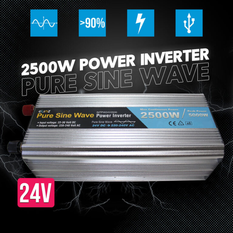 Elinz Pure Sine Wave Power Inverter 2500w/5000w 24v - 240v AUS plug Truck Car Caravan Elinz Pure Sine Wave Power Inverter 2500w/5000w 24v - 240v AUS plug Truck Car Caravan