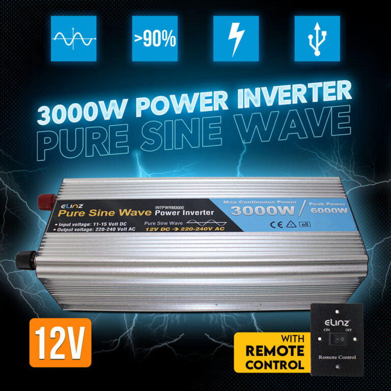 Elinz Pure Sine Wave Power Inverter 3000W/6000W 12V-240V AUS Plug Remote Control Elinz Pure Sine Wave Power Inverter 3000W/6000W 12V-240V AUS Plug Remote Control