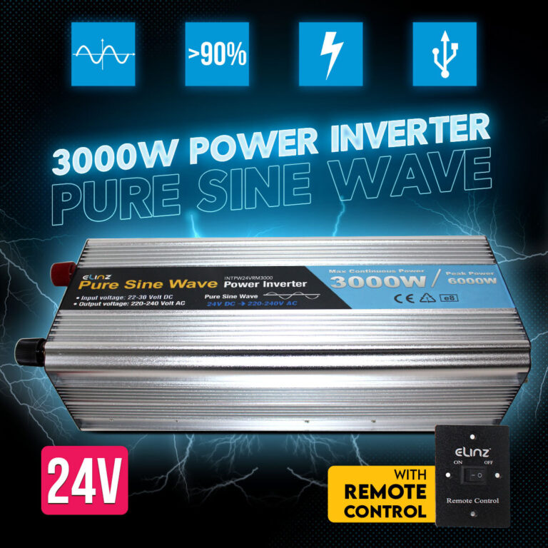 Elinz Pure Sine Wave Power Inverter 3000W/6000W 24V-240V Remote Control AUS Plug Elinz Pure Sine Wave Power Inverter 3000W/6000W 24V-240V Remote Control AUS Plug