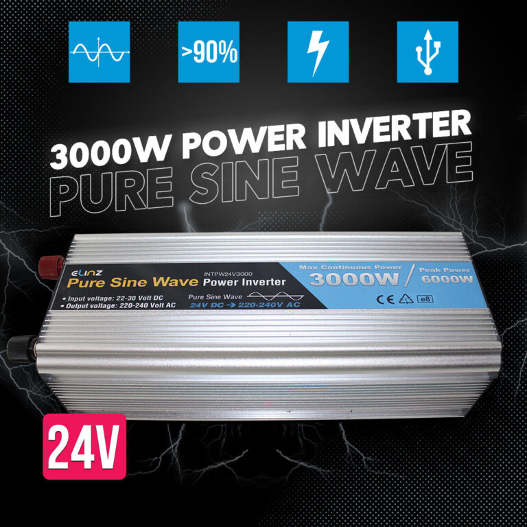 Elinz Pure Sine Wave Power Inverter 3000w/6000w 24v - 240v AUS plug Truck Car Caravan Elinz Pure Sine Wave Power Inverter 3000w/6000w 24v - 240v AUS plug Truck Car Caravan