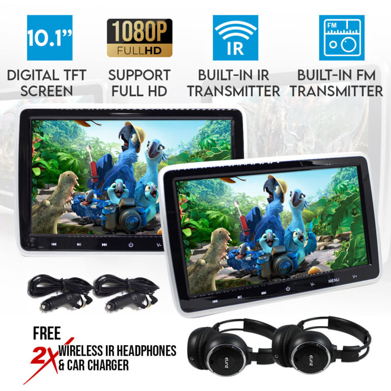 Elinz 2x 10.1" TFT Active Headrest Car DVD Player HD 1080P Digital Screen USB SD 9" Elinz 2x 10.1" TFT Active Headrest Car DVD Player HD 1080P Digital Screen USB SD 9"