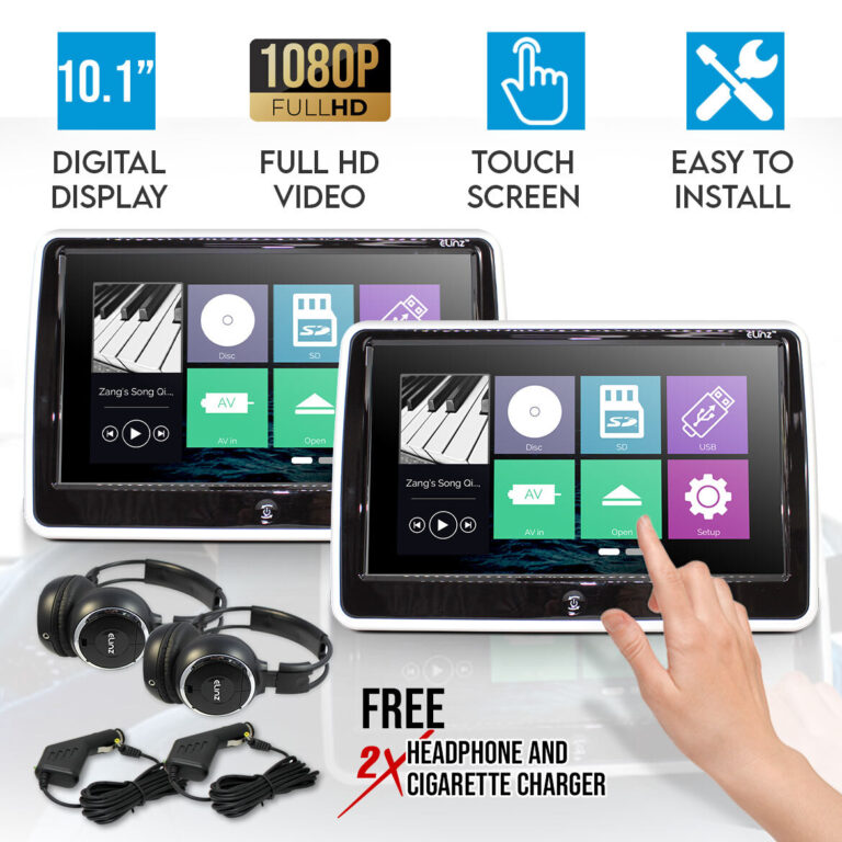 Elinz 2x 10.1" TFT Touch Screen Active Headrest Car DVD Player Slim Full HD 1080P Games Elinz 2x 10.1" TFT Touch Screen Active Headrest Car DVD Player Slim Full HD 1080P Games