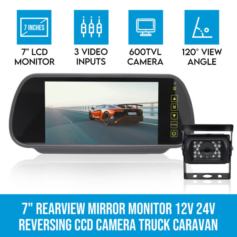 Elinz 7" Rearview Mirror Monitor 12V 24V Reversing CCD Camera Truck Caravan Elinz 7" Rearview Mirror Monitor 12V 24V Reversing CCD Camera Truck Caravan